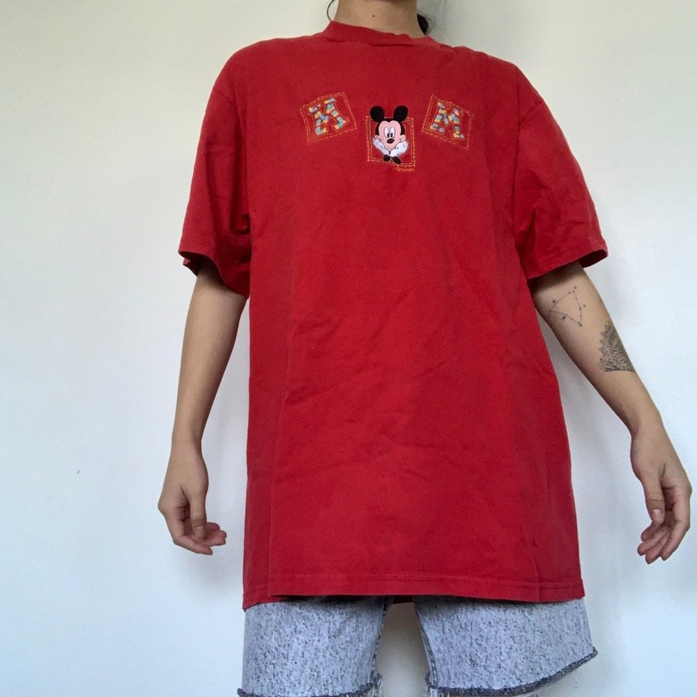 Vintage Mickey Mouse Embroidered T-shirt